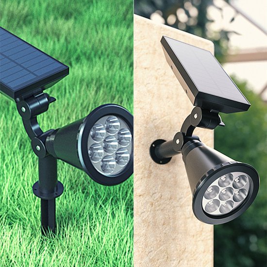 2x LED Solar Spot IP65 - Wand/Grondspies, Wit
