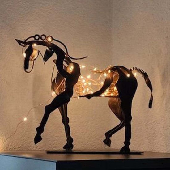 Elegante Paardendesign Tafellamp met LED - Donkerbruin