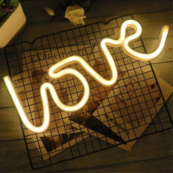 decoratieve LED-neonverlichting in de vorm van het woord "love"- USB of met batterijen aansluiting -warm wit licht