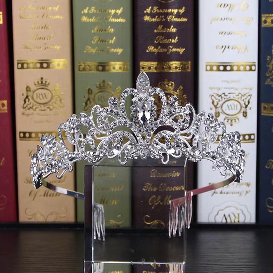 Betoverende Diadeem Kroon met Zijdelingse Kammen - Schitterend Accessoire voor Speciale Gelegenheden-zilver