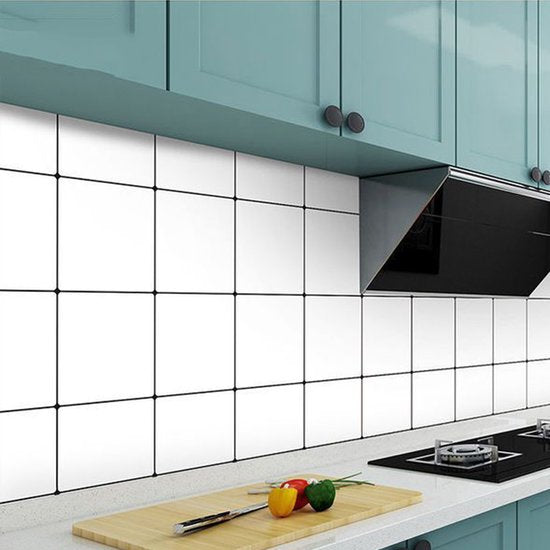 Keuken anti-olie sticker eenvoudig wit raster 60CM*5M