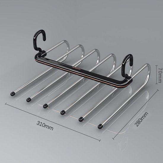 Ruimtebesparende Kledinghanger - Kledinghangers - Kapstok - Broekhanger - Antislip - Zwart - 6 Haken