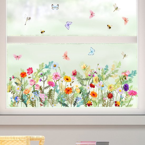 Unikorf Tuinbloemen Muurstickers 30x60cm | Eco PVC Decor