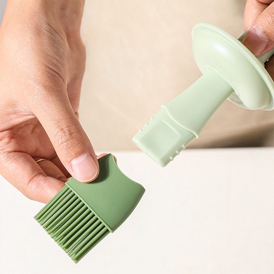 2x Hittebestendige Oliefles met Borstel - Groen