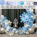 Ballonnenboog-Winterfeest ballonnen- Winterdecoratieset met  Sneeuwvlok en ster folieballonnen-Kerstfeest Oud en nieuwjaar