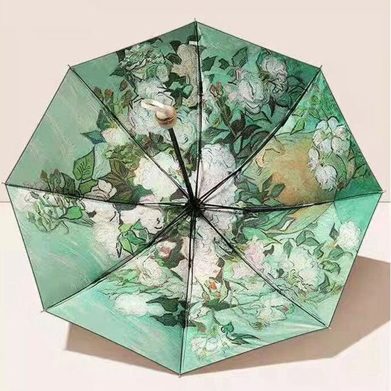 Opvouwbaar bloem paraplu - Zonbescherming Anti-Uv UPF50 + -Windproof- Stevig paraplu met diameter van 97 cm