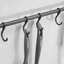 Ruimtebesparende Keukengerei Wandbeugel-keukengereihouder met 8haakjes-Aluminium Keukenrail -49.5CM-zwart