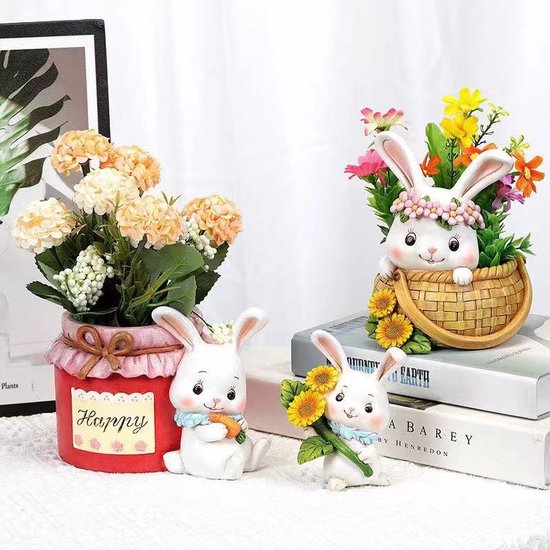 3delige Schattig konijn ornament - bloempot voor binnen en t