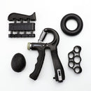 TDR -  5 Delige Verstelbaar Handtrainer Set - Trainer voor Hand, Onderarm, Pols & Vingers – Stressbal, Knijphalter, Stretcher & Grip bal – Anti RSI - Zwart