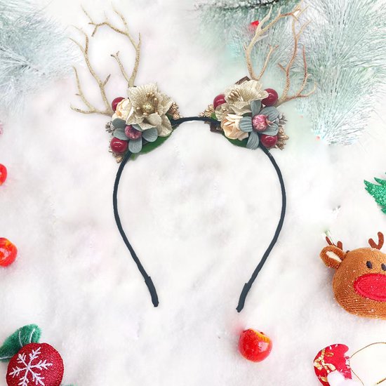 Prachtige Handgemaakte kerst Haarband met Bloemen- en Bessenboomtakken - Perfect voor Feestelijke Gelegenheden