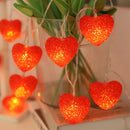 LED-liefdeslichtslinger-Hartvormig lichtsnoer voor Romantische Gelegenheden-werkt op batterij-1,5 meter 10 lampjes - rood