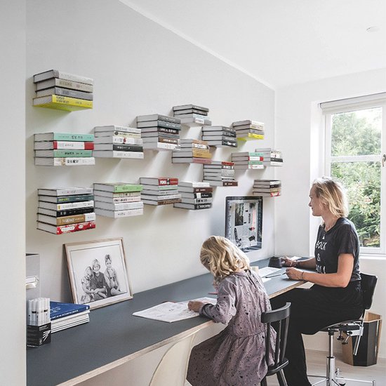 Zwevende Boekenplank Onzichtbaar - Metalen Wandplank voor Boeken - Draagvermogen 13,5kg - Zwart - 10,5x6x6,6 cm
