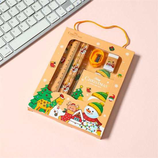 3 stuks Kerstcadeauset voor Kinderen - Feestelijke Schrijfwaren Giftbox met Kerstdesign
