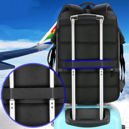 Stevige multifunctionele laptoptas / schooltas - laptop tot 15,6 inch - water afstotend, meerdere vakken - met usb aansluiting - Zwart