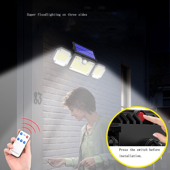 Unikorf Solar Wandlamp: Sensor & afstandsbedr., 226 LED