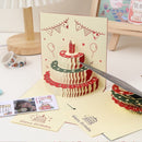 3D Pop-up Verjaardagskaart met Taartontwerp- Feestelijke Decoraties en Opnamefunctie-14.4x14.4cm