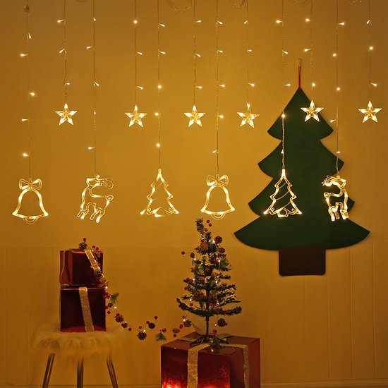 Unikorf LED Lichtgordijn - Kerstboom & Bel, 138 LED