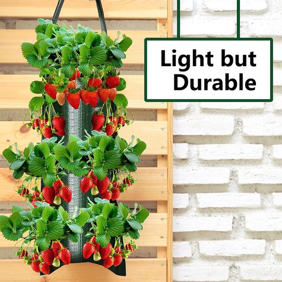 Hangende Aardbeienzakjes Groen - 2 Stuks - 10 Poorten