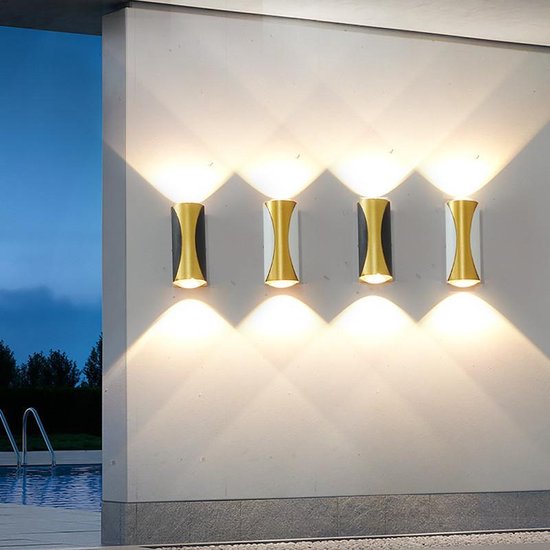 LED buitenwandlamp 12W Warmwitte licht -(wit plus goud)