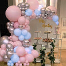 124 delige Ballonnenset -Ballonnenboog- Decoratie Feestpakket-Verjaardag-jubileum-Huwelijk-roze en grijs