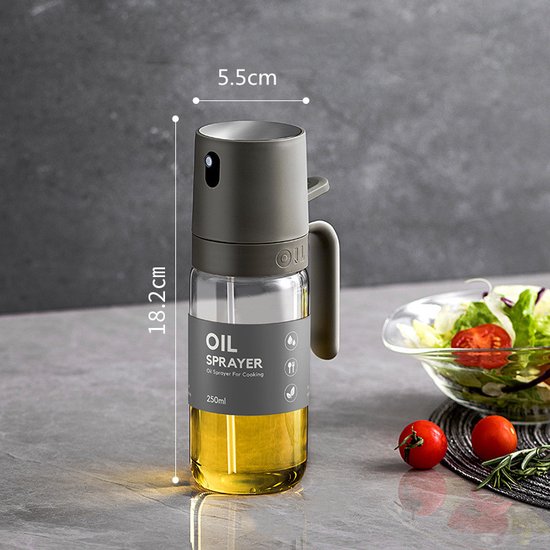 250 ml Olie Sprayfles - Borosilicaatglas met Grijs Handvat