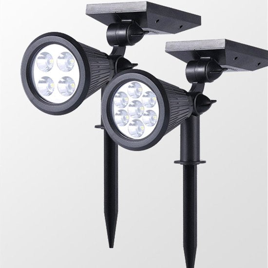 2x LED Solar Spot IP65 - Wand/Grondspies, Wit
