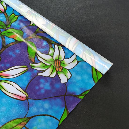 Milieuvriendelijke PVC Glasfolie - Leliepatroon - 90x200 cm