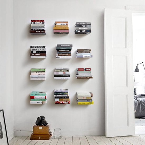 Zwevende Boekenplank Onzichtbaar - Metalen Wandplank voor Boeken - Draagvermogen 13,5kg - Zwart - 10,5x6x6,6 cm