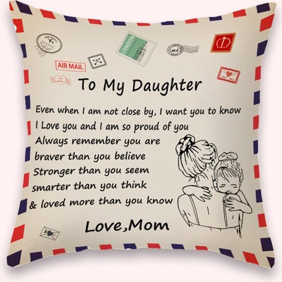 Merkloos TDR Sierkussensloop 45x45 "To My Daughter"