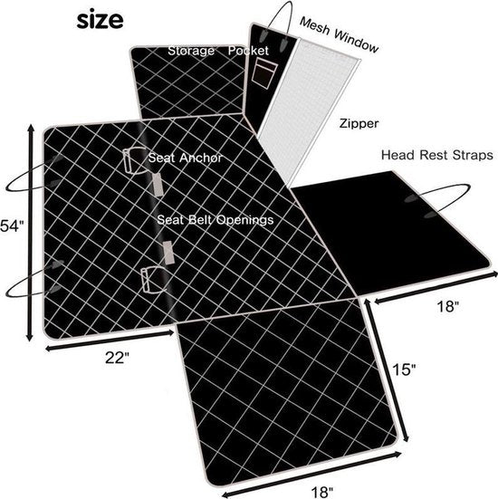 Hondendeken Auto Achterbank Kofferbak 137x147 cm Zwart
