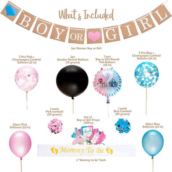 64 delig gender reveal party set - baby shower - gendershower reveal part - boy or girl