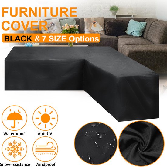 Premium Waterdichte Hoekbankhoes - 210D Oxford Stof, UV-bestendig, Sneeuw- en Winddicht - Geschikt voor Buitenmeubilair - 222 x 286 x 82 cm