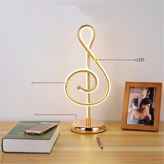 Minimalistische Bureaulamp Muzieknoot Goud