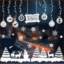 Kerst Raamstickers met sneeuwpop en kerstballen - Herbruikba