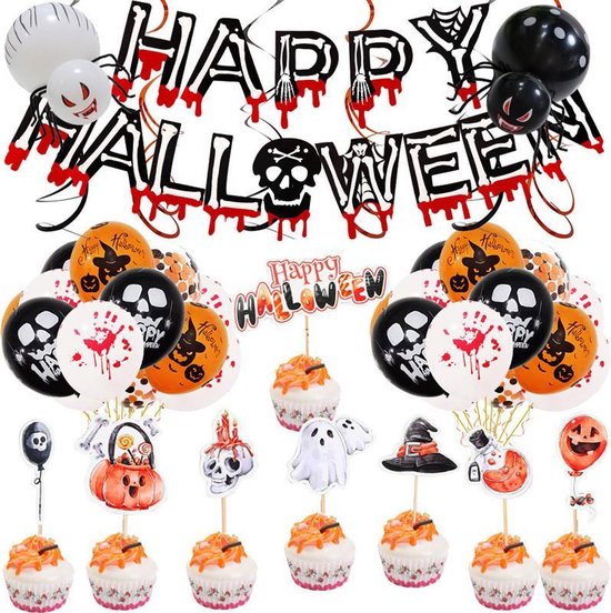 38 delig verjaardagset - Thema: Halloween - Versiering voor feestjes, verjaardag - feestdecoratie