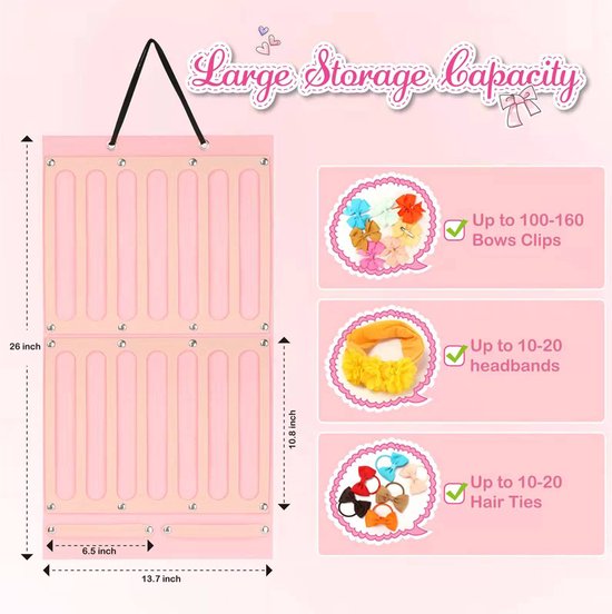 Haarelastiekjes Organizer-Haar Accessoires Opbergtas - Vilt Haar Bogen Houder - Meisjes Kamer Decoratie