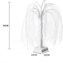 Stijlvolle LED Wilgenboom Lamp 50cm hoog met 7 modi-voor Woonkamer en Slaapkamer - Dual Power (USB & Batterij), Warm Wit Sfeerlicht, Energiezuinig & Veelzijdig Design-wit