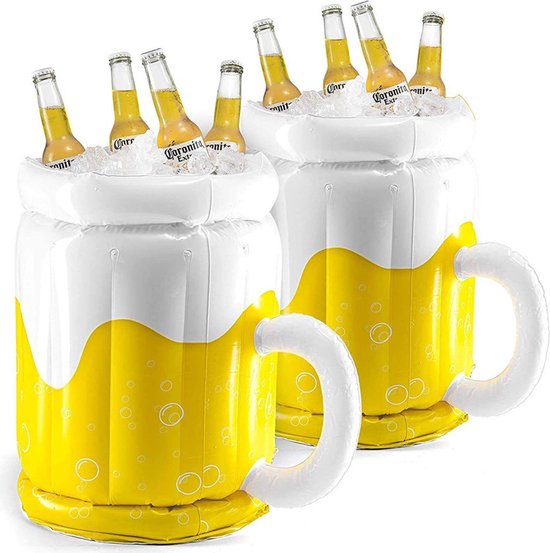 2 Stuks opblaasbare fleshouder bierglazen vorm -Blikjeshouder-bierkoeler