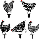 TDR - decoratief Acryl kunststof silhouetten van kip op stok voor in de tuin,  5 delig