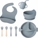 8 delig Complete Baby Eetserviesset voor Baby's van 3 Maanden en Ouder-Diepblauw