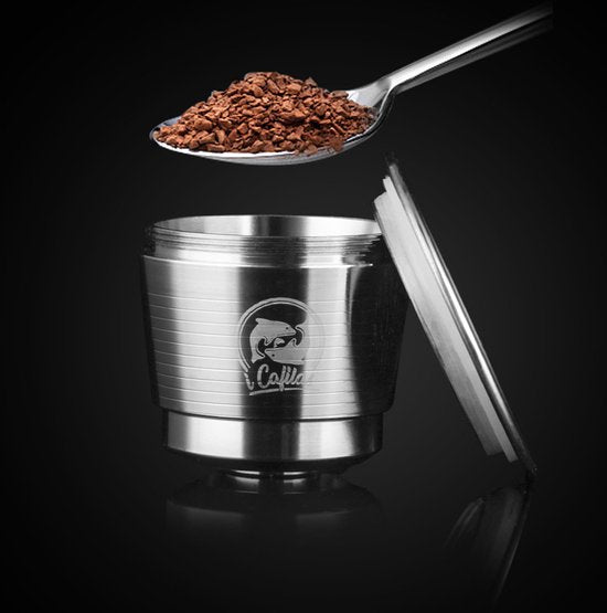 5 delige Herbruikbare RVS Nespresso Capsule Set met Tamper, Afsluitclip, Maatschep en Reinigingsborstel - Compleet en Duurzaam Koffiezetplezier