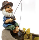 Vissende Tuinkabouter - Handgeschilderd Hars Beeldje