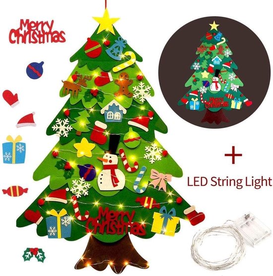 Vilten kerstboom set - DIY kerstdecoratie - 32 stuks - groen - vilt