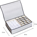 Kleding organizer / opberger - perfect voor o.a. sokken, ondergoed - met hoes - 16 vakken - 48x33x12cm - Grijs