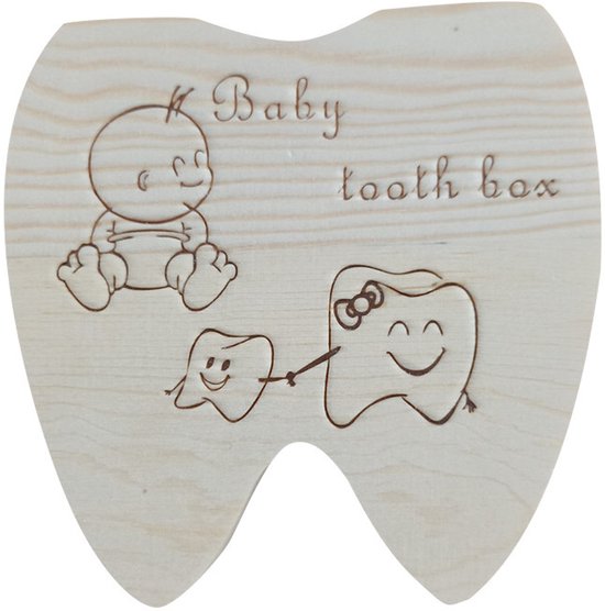 Houten Tandvormig Tandendoosje – Nederlandse Versie – Duurzaam FSC Grenenhout – 20 Genummerde Vakjes – Unisex Melktand Bewaardoos voor Jongens & Meisjes – Stevige Magneetsluiting – Persoonlijk Profiel Binnenzijde – Compact Baby Keepsake Kraamcadeau