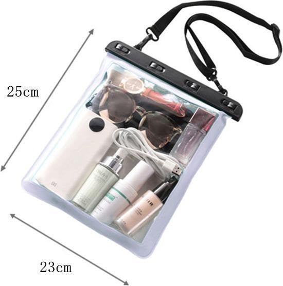 Multifunctionele waterdichte ipad en Telefoon tas met één schouderriem-Waterdicht tot 30 meter-wit 25*23CM