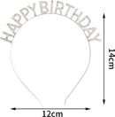 Happy Birthday Tiara en Sjerp-Met text "Birthday Queen"- Ideaal als Cadeau voor Verjaardagen-birthday diadeem-Zilver
