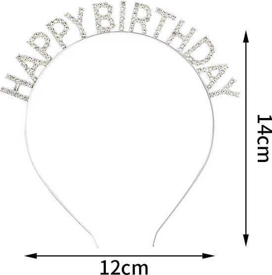 Happy Birthday Tiara en Sjerp-Met text "Birthday Queen"- Ideaal als Cadeau voor Verjaardagen-birthday diadeem-Zilver