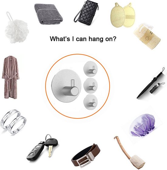 Unikorf 4 stks Zelfklevende Handdoekhaakjes Zilver