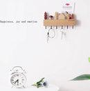 Merkloos Houten Sleutelkastje 6 Haakjes Zwart